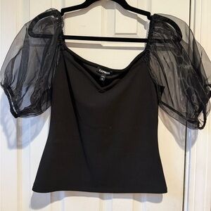 Express Black Puff Sleeve Blouse